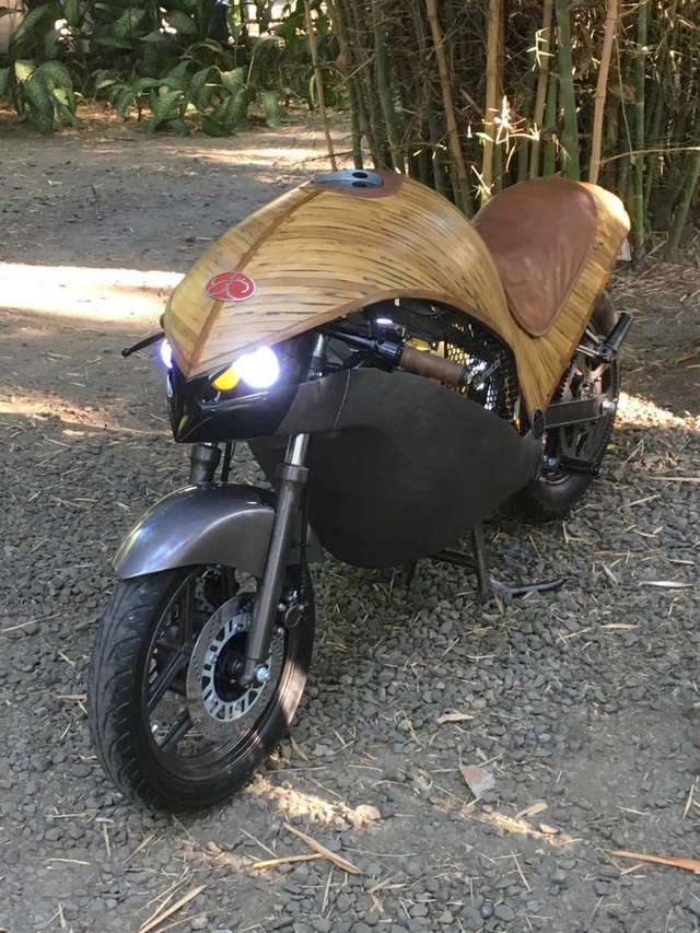 moto chạy điện được làm bằng tre,  Green Falcon, moto chạy điện