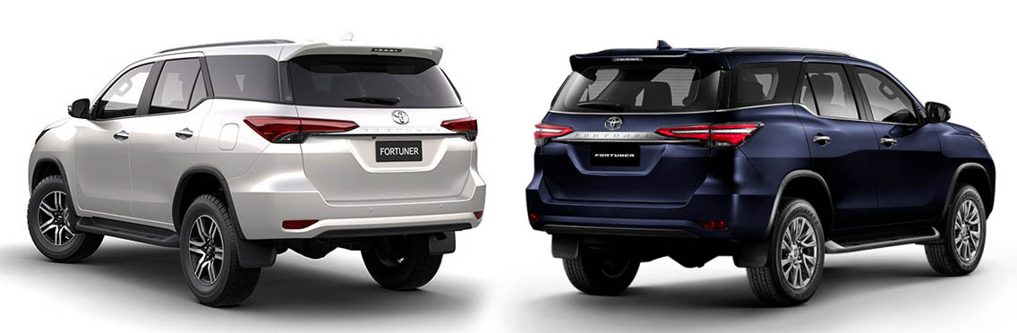 Thân và đuôi xe của Toyota Fortuner 2020 và Toyota Fortuner 2021