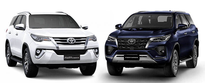 Ngoại thất của Toyota Fortuner 2020 và Toyota Fortuner 2021