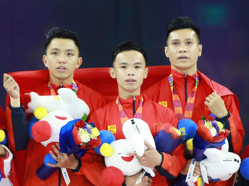 sea games 30, sea games 2019, việt nam, aerobic, huy chương vàng, hcv, Trần Ngọc Thúy Vi, Phan Thế Gia Hiển, Bùi Minh Phương, Nguyễn Việt Anh, Nguyễn Chế Thanh, Vương Hoài Ân