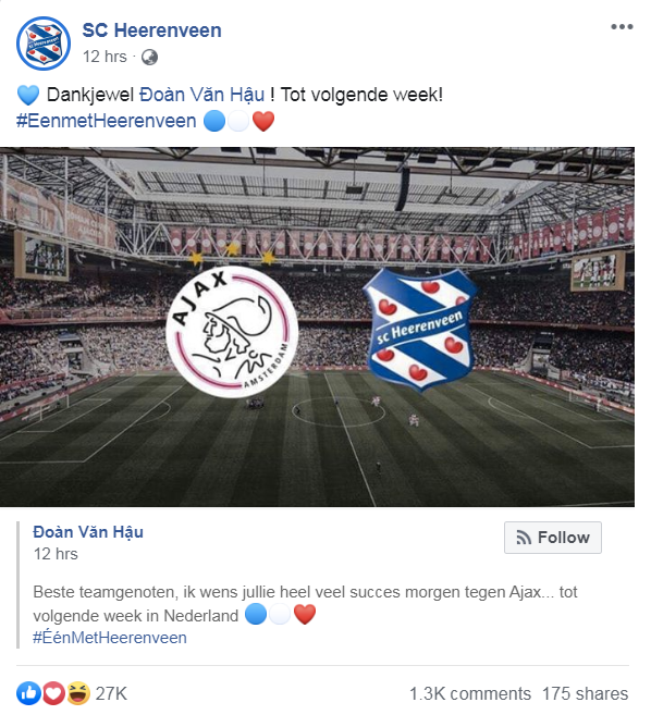 Đoàn Văn Hậu, Văn Hậu sang Hà Lan thi đấu, Văn Hậu gia nhâp SC Heerenveen