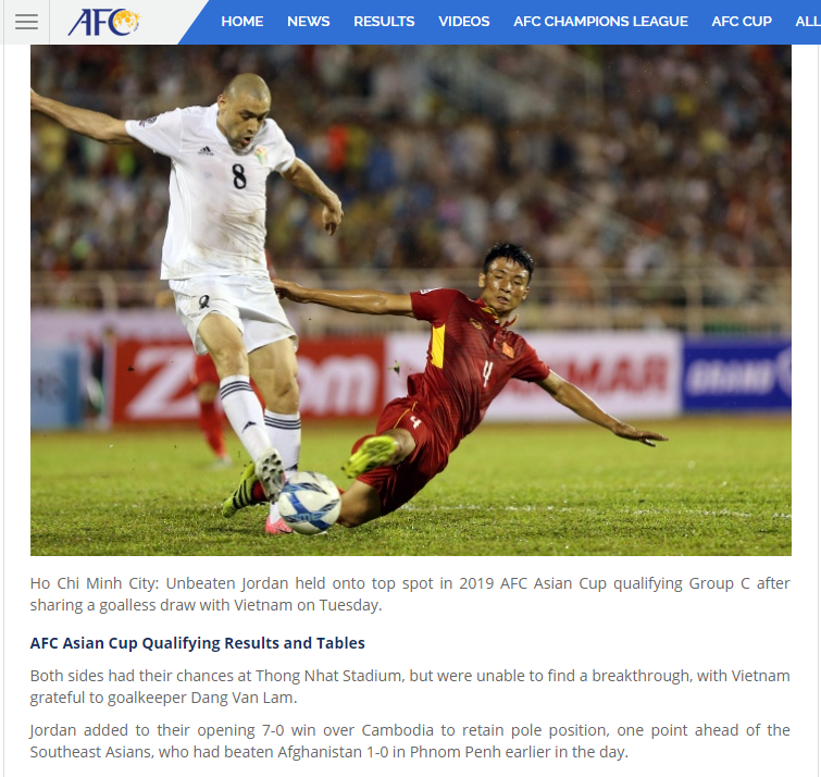 Trang chủ AFC hết lời ca ngợi Văn Lâm Văn Lâm, Việt Nam vs Jordan, ĐTQG Việt Nam, Đặng Văn Lâm, Aisan Cup 2019