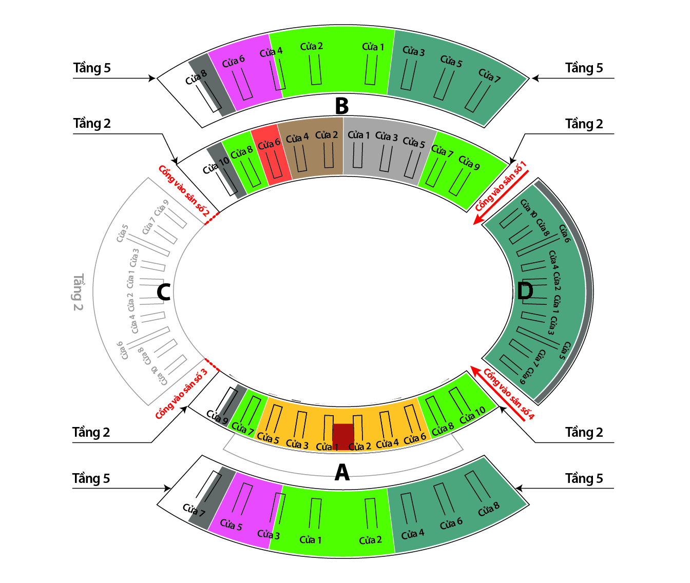Sơ đồ sân Mỹ Đình Sơ đồ vé xem trận Việt Nam vs Philippines